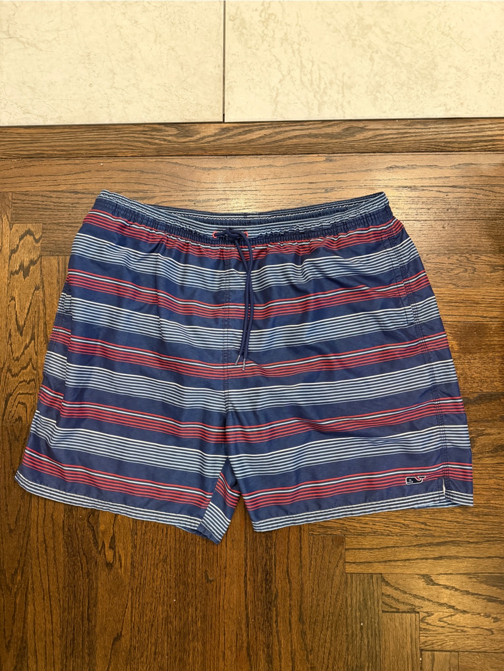 Men's Blue & Red Striped Swim Trunks - Size XXL